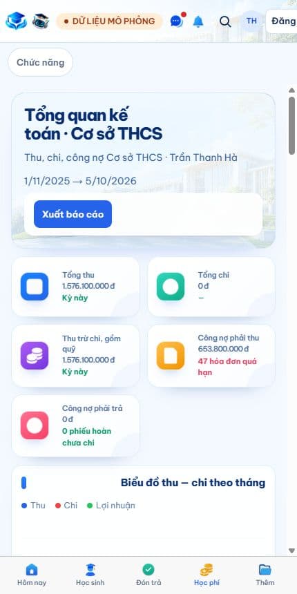 Tài chính Vesta trên mobile bản local hiện tại